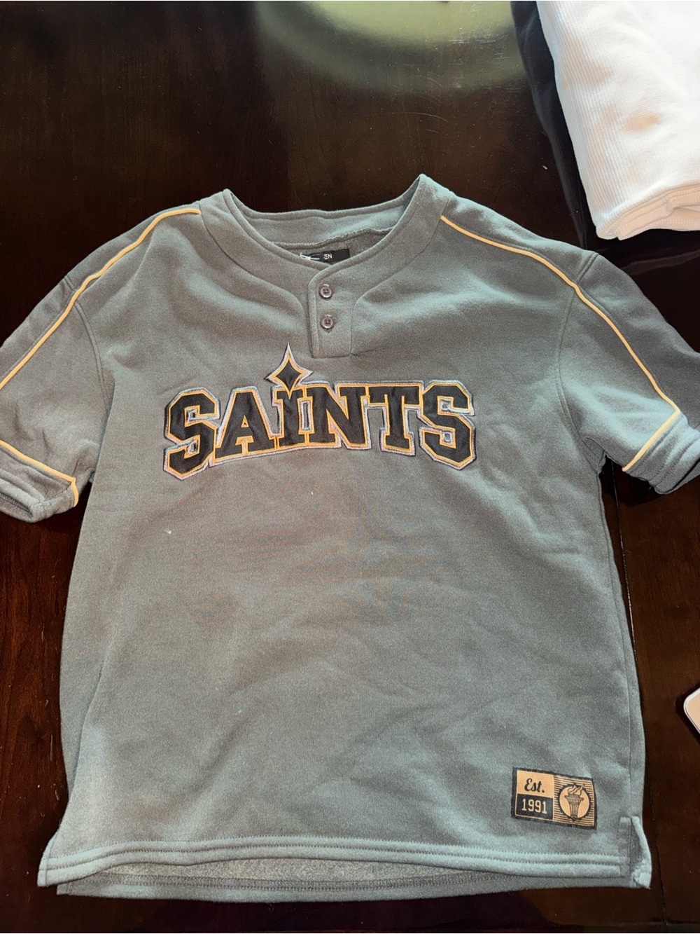 Saints Grey Short-Sleeve Henley Tee for Men’s